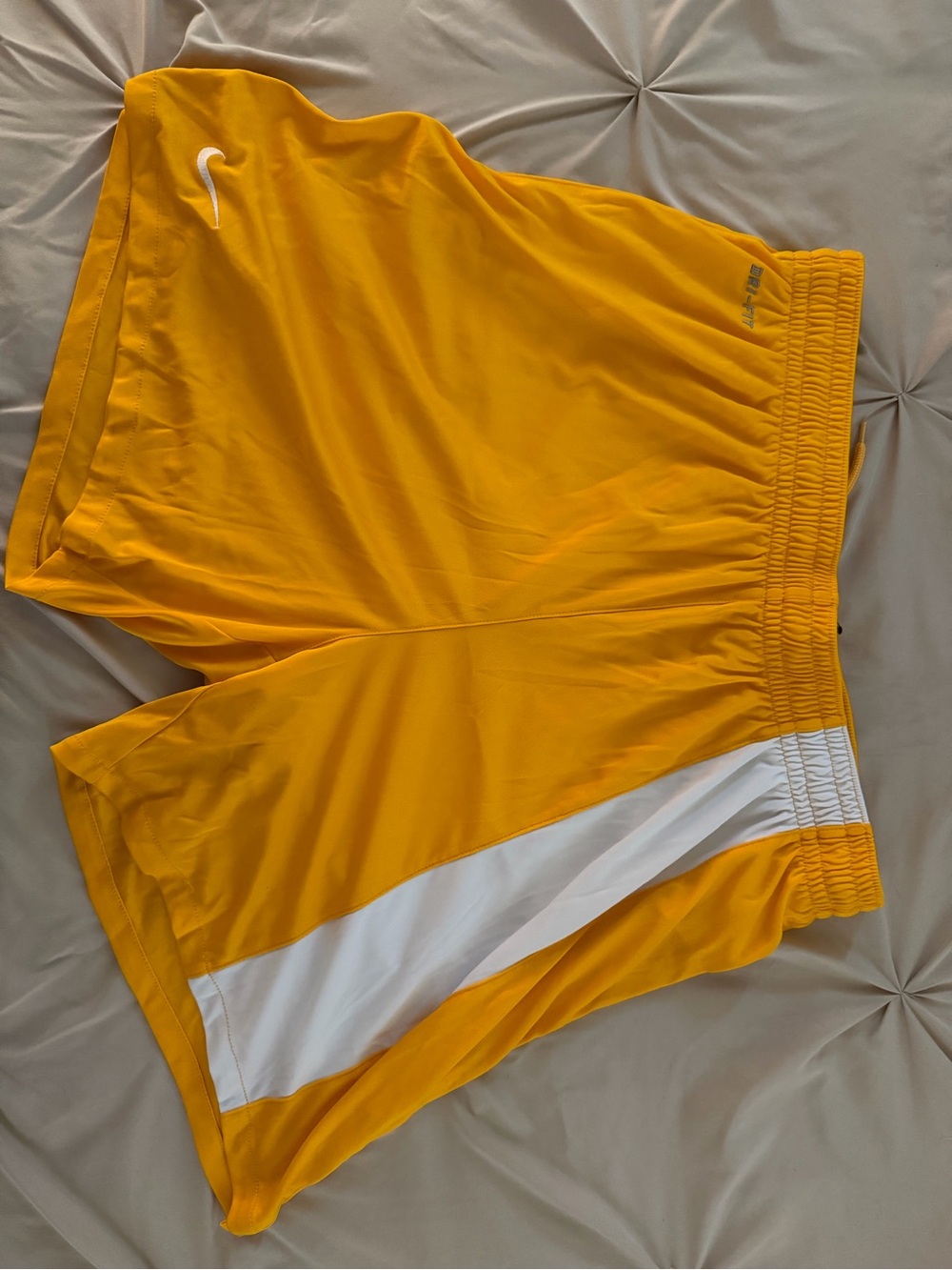 Nike Men’s Yellow Athletic/Soccer Shorts with White Side Stripe